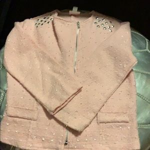 Disney collarless blazer, pink, M, EUC